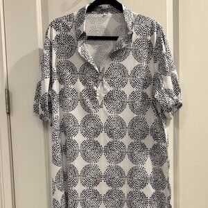 Black and white  graphic puff sleeve maxi dress